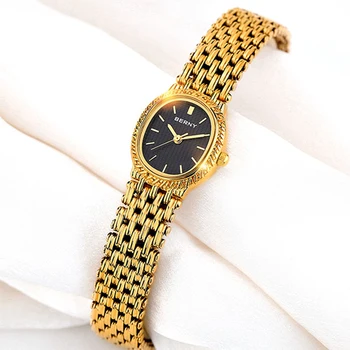 Berny Ženy Quartz Hodinky Zlaté Nerezová Oceľ Remienok Luxusné Eliptických Náramkové hodinky Vodotesné Jednoduché Retro Šaty Hodinky pre Ženy