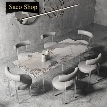 Akryl Jasné, Svadobné Jedálenský Stôl Jednoduchý Obdĺžnikový Dizajnér Domov Malý Byt Luxusné Mramorové Kuchynský Stôl Nábytok