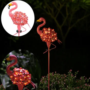 Vonkajšie Solárne Osvetlenie Kovové Flamingo Záhradné Osvetlenie, Chodník Ružové Plameniaky Vklad s Slnečné Svetlo Trávnik Backyard Záhradné Dekorácie