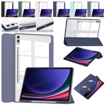 Pre Samsung Galaxy Tab S9 Plus 12.4 2023 SM-X810 X816 X818 Transparentné Späť Auto Wake-Up Spánku Prípade Ultra-Tenké Stojan Flip Cover
