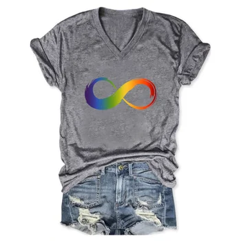 Rheaclots Žien Rainbow Infinity Autizmus Prijatie Tlačiť T-Shirt