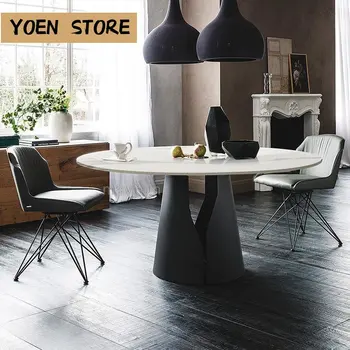 Prispôsobený Moderný Jedálenský Stôl Byt Minimalistický Svetlo Luxusné Okrúhly Stôl Pre 6 Osôb mesas plegables nábytok GY50CZ