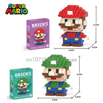 Super Mario Bros Stavebné Bloky, Anime Postavy Model Tehly Deti DIY Cartoon Hračky Zberateľskú Model Bábiky Montáž Bloky Dary