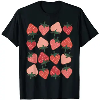 Jahoda Vzor Fruitarian Berry Jahody, Ovocie Milenca T-Shirt Bežné Bavlna Denne Štyri ročné obdobia Tees Košele pre Mužov