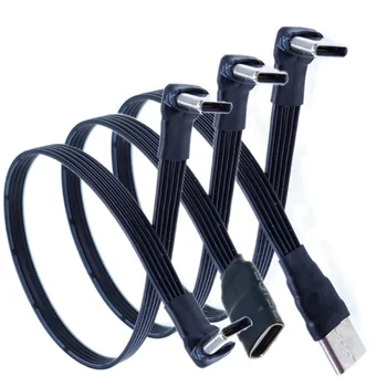 USB 2.0 Typu C Kapela Plochý Kábel Rozšírenie FPC Kábel USB 2.0 A USB-C 90° Hore/Dole Šikmého Plug 5 cm-1 M Pre TV, PC