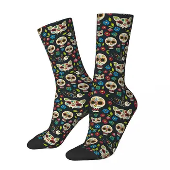 Mexické Cukru Lebky Unisex Zimné Ponožky Vetru Šťastný Ponožky street štýl Crazy Ponožka