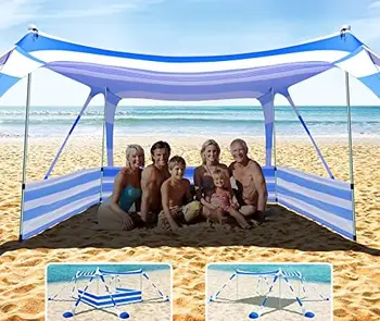UPF50+ Anti-Vietor Plážový Stan s Sandproof Súkromná Pláž, Vietor Obrazovky, Stabilný 8 Pieskom Dizajn Pláži Baldachýn slnečník so sebou