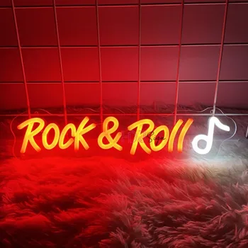 Rock And Roll, LED, Neónové Značky pre Strany, Bar Studio Hudba Neónové Svetlo Žiariace Známky Studio LED Nočné Osvetlenie, DJ Wall Dekor Neónové Lampy