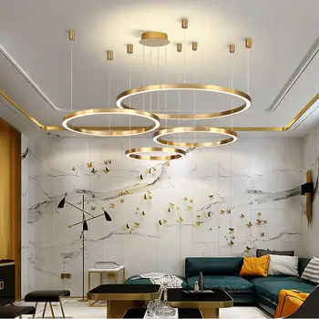Kombinácia LED Luster obývacia izba luster kancelárska budova lobby krúžok luster Nordic akryl office luster