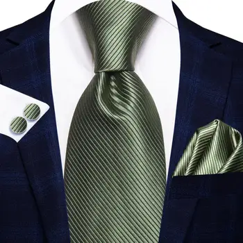 2023 Nové Elegantné Pánske Kravaty Páni Tmavo Zelená Pevné Luxusné Značky Väzby Pre Mužov Business Kravata Handky Manžetové Gombíky, Hi-Tie Dizajnér