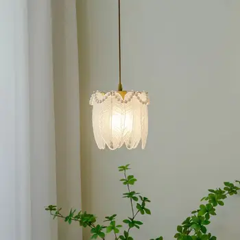 Luxusné Spálne Lampa Moderné Sklenené Perly Pierko Pedant Svetlá pre Vstupné Foyer francúzske Retro Závesné Lampy