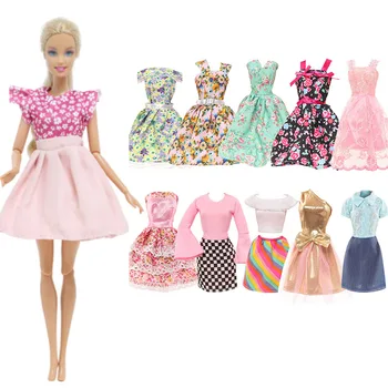 10 Ks Módna Bábika Šaty Denné Oblečenie Dievča, Párty Sukne Roztomilý Mini Šaty Šaty pre Bábiku Barbie Príslušenstvo 12