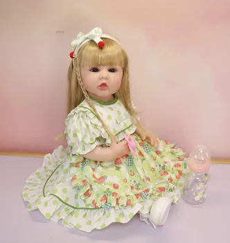 50 Reborn Batoľa Pekné Dievča Bábiku Dlhé Blond vlasy Plné Silikónové Vinylové Telo Vysoko Kvalitné Ručné Baby Doll Hračky