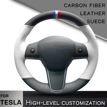 2023 Vlastné Auto Volant Vrkoč Kryt pre Tesla Model 3 Model Y 2017-2023 22 21 ručné šitie štýlové módne Auto interiéru