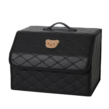 Kufri Úložný Box Cartoon Bear Koža Multifunkčná Skladacia Úložný Box Interiéru Vozidla Dodávky