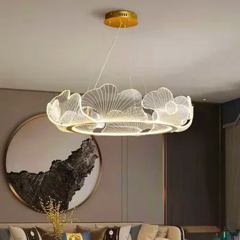 Luster Lotus Leaf Umenie LED Vnútorné Domova Lampa Postmoderných Luxusná Obývacia Izba Prívesok Svetlá Spálňa Štúdia Reštaurácia Kolo
