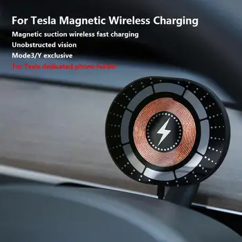 Magnetické Bezdrôtovú Nabíjačku do Auta Namontovať Rýchle Nabíjanie Smartphone Držiak Pre Tesla Model 3 Y 2023 Auto Držiaka Telefónu Pripojí Prístup K7D9