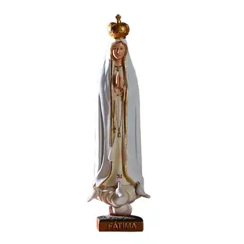 Panna Mária Fatimská Socha Obrázok Zberateľskú Stola Ornament Výnimočných Detailu Prepracovaná Rezbárstvo Prírodné Krásne Živé