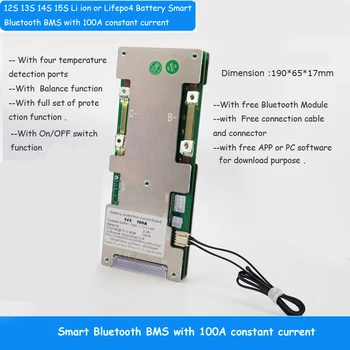 58.4 V 54.6 V 48.4 V 60V Li ion alebo Lifepo4 Bluetooth Smart BMS pre 12S 13S 14S 15S Lítiové batérie na skladovanie energie