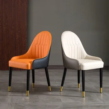 C0247 taliansky sedlo kožené kreslo jednoduché domácnosti krém style designer jedálenské stoličky svetlo luxusnej reštaurácii minimalistický stravovanie