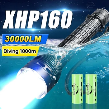 30000lumens Led Biela Nepremokavé 1000m Svetlo Potápačská Baterka Profesionálny Horák, Podvodná Svietidlo pod vodou