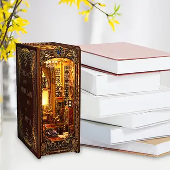 DIY Drevené Alley Booknook Bookends Model pre Obývacia Izba Dekorácie