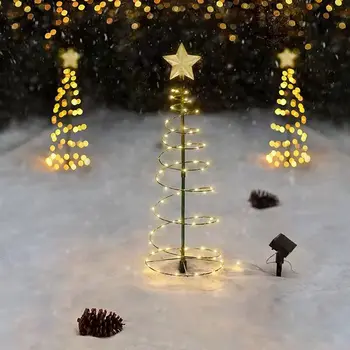 Vianočný Stromček LED Svetlá Solárne LED Kovové Špirály Vianočné String Svetlo Vnútorné Vonkajšie Dovolenku, Dekorácie, Lampy, Domov Záhrada