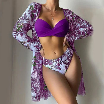 Hot Predaj ženu Sexy Plavky Split Tri Kus Bikini Módy Tlače Plavky Plážové Sexy Bikiny