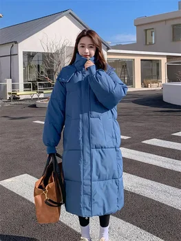 Hrubé Chlieb, Oblečenie Dole Bavlna Kabát Ženy 2023 Zimné Nové Módne Kórejský Voľné Dlhý S Kapucňou Parkas Kabát Oblečenie Feminina
