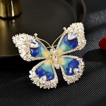Romantický Zirkón Motýľ Brošňa Smalt Pin Nádherné Broochpins pre Ženy, Luxusné Doplnky, Veľkoobchod Jemná Srsť Dekorácie