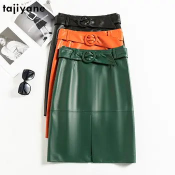 Tajiyane 100% Originálne Kožené Sukne Ženy 2023 Elegantné Vysoký Pás Sukne kórejský Módne Reálne Ovčej Strednej dĺžky Kožené Sukne