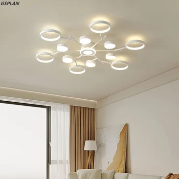 Moderný A Jednoduchý Štýl LED Lustre Pre obývacie Izby, Spálne, Kuchyne, študovne, Lustre, Biely Dizajn, Diaľkové