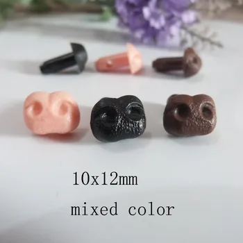 500pcs-- 6x8mm/8x10mm/10x12mm hladký kmeň plastové hračky nos zvierat nos č podložka pre diy bábika zistenia--čierna/hnedá/telo farba