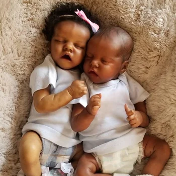 43 CM Reborn Bábiky Twin Tmavej Pleti Africké Čierne Bábiky Ručné Realisticky Novorodenca Bebe Reborn Hračky pre Dievčatá