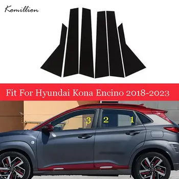 6Pcs Auto Okno Piliera Príspevky Dvere Trim Kryt Lesklá Čierna Samolepky pre Hyundai Kona/Kauai/Encino 2018-2023/i20 2021-2023