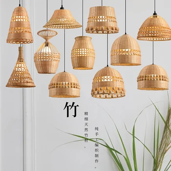 ZK50 Bamboo Prívesok Lampa Spálňa Bambusu Čítanie Tvorivé Dekoratívne Osvetlenie Stropu Visí Reťazec Žiarovka E27