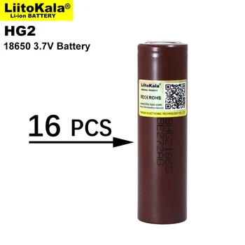 16PCS Liitokala 18650 Nabíjateľná Batéria HG2 3000mAh o 3,6 V Lítium-Kontinuálne Vypúšťanie 20A Špecializované Elektronické Batérie