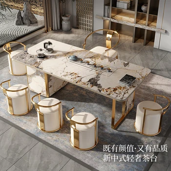 Svetlo Luxusný Čaj Stôl Moderný Office High-End Jednoduché Kung Fu Čaj Varení Čaju Tabuľky, Stoličky Zmes Nové Čínske Veľké Rada