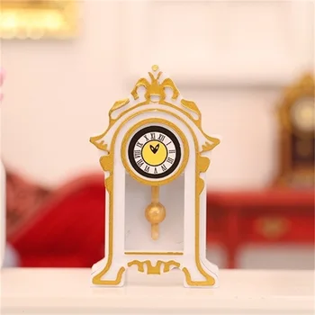 1:12 Domček Pre Bábiky Miniatúrne Európskej Ročníka Hodiny Desk Clock Budík Stojace Hodiny Domova Hračka Bábika Dom Príslušenstvo
