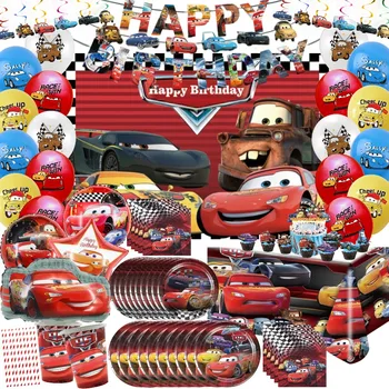 Disney Cars Jednorázový Riad Narodeninovej Party Dodávky Lightning McQueen Pohár Doska Banner Balóny Pre Dieťa Sprcha Dekorácie