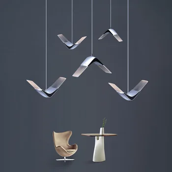 Moderný minimalistický LED dlho luster tvorivé osobnosti vták seagull dlho svetlo pre obojstrannú loft obývacia izba jedáleň svetlo