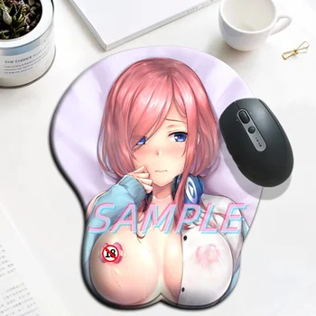 Nakano Miku Sexy Dievča Veľké oppaii 3D Podložka pod Myš s Zápästí Zvyšok Silikónové Nad Sledovať Gaming Mousepad Anime Stôl Mat