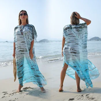 Letné Beach Kryt Ups Vintage Vytlačené Belted Kimono Plavky Dlhý Sveter Príležitostné Voľné Plážový Odev, Oblečenie, Plavky Zahŕňa Župan