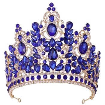 Levery Barokový Veľký Luxus Crystal Nevesta Svadobné Koruny Veľké Drahokamu Drop Kráľovná Tiara Party Stage Show Vlasy Príslušenstvo