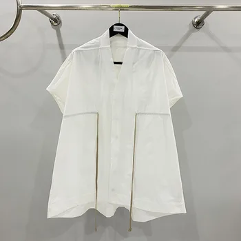 High Street Žien T-shirt Šnúrkou Rick Nadrozmerné Tees tvaru Bavlnené Tričko Streetwear Owens Oblečenie pre Ženy