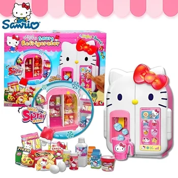 Sanior Hello Kitty Mini Chladnička Dievča Simuláciu Hrať Dom Zvuk Sprej Hračka Pre Dievča, Darček K Narodeninám Kuchyňa Simulácia Hračka Nastaviť Darčekovej Krabičke