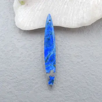 Prírodný Kameň Lapis Lazuli Predné Vŕtané Náhrdelník s Príveskom, Perličiek 55x8x6mm 5g