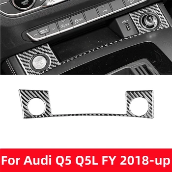Pre Audi Q5 Q5L FY 2018-2023 Príslušenstvo Uhlíkových Vlákien Interiér Auto Jedno Tlačidlo Štart Panel Výbava Nálepky Dekorácie Kryt Rámu