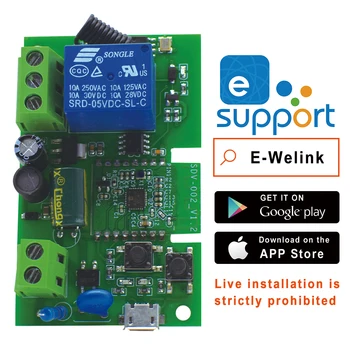 EWeLink 1CH Prepínač Modulov AC/DC7-32V AC85-250V USB5V podporu RF433MHz Prijímač Garážové brány Spínača Alice Alexa Google