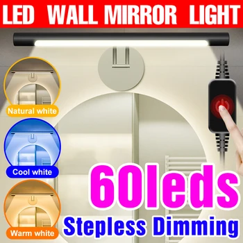 LED Plynulou Stmievanie Zrkadlo Nástenné Svietidlo make-up Toaletný Stolík S Svietidiel, USB Touch Zrkadlo, Lampu, Kúpeľňa Márnosť Nástenné Svietidlo